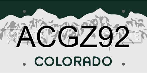 ACGZ92 Colorado License Plate