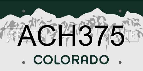 ACH375 Colorado License Plate