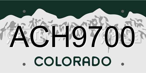 ACH9700 Colorado License Plate