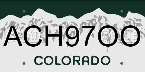 ACH97OO Colorado License Plate