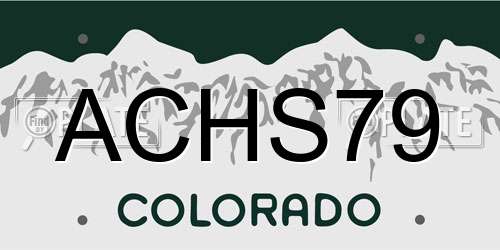 ACHS79 Colorado License Plate