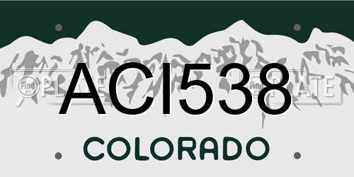 ACI538 Colorado License Plate