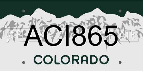 ACI865 Colorado License Plate