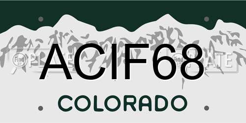 ACIF68 Colorado License Plate