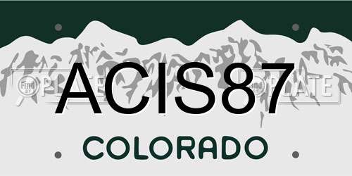 ACIS87 Colorado License Plate