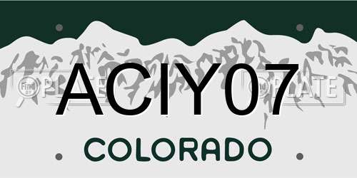 ACIY07 Colorado License Plate