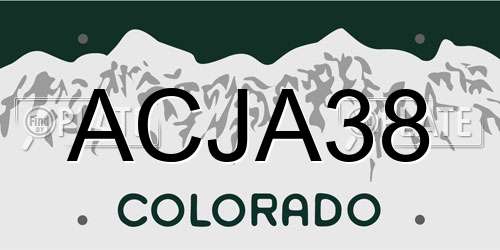 ACJA38 Colorado License Plate