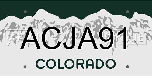 ACJA91 Colorado License Plate