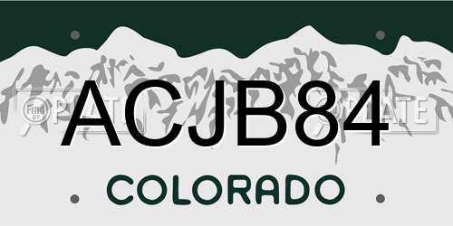ACJB84 Colorado License Plate