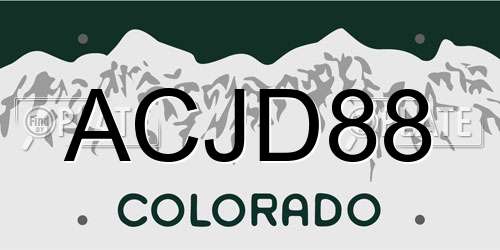 ACJD88 Colorado License Plate