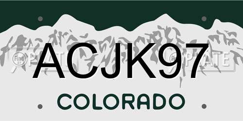 ACJK97 Colorado License Plate