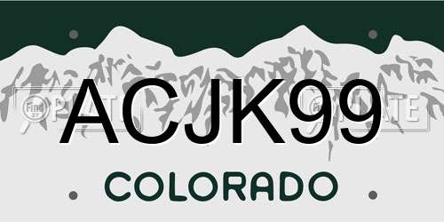 ACJK99 Colorado License Plate
