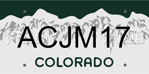ACJM17 Colorado License Plate