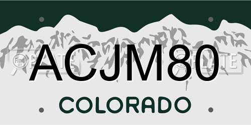 ACJM80 Colorado License Plate