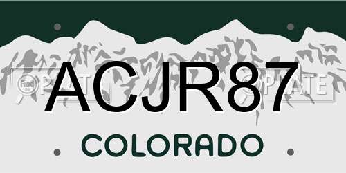 ACJR87 Colorado License Plate