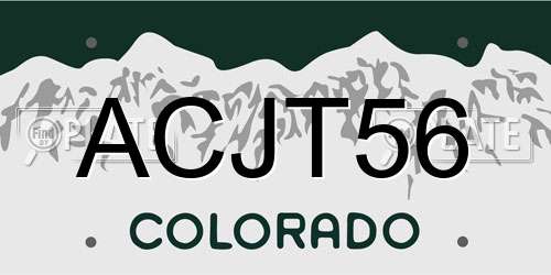 ACJT56 Colorado License Plate