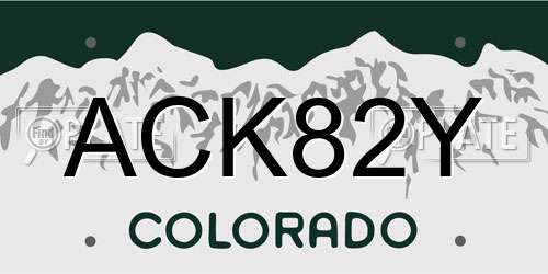 ACK82Y Colorado License Plate