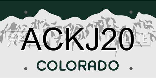 ACKJ20 Colorado License Plate
