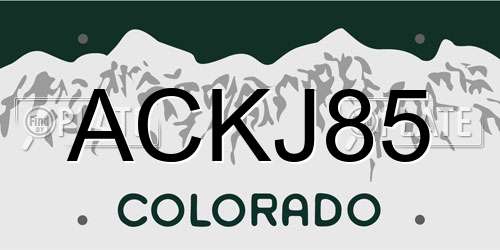 ACKJ85 Colorado License Plate