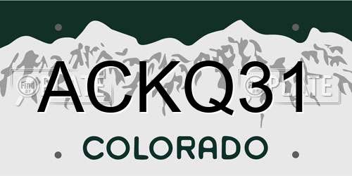 ACKQ31 Colorado License Plate
