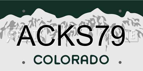 ACKS79 Colorado License Plate