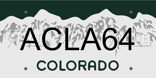 ACLA64 Colorado License Plate