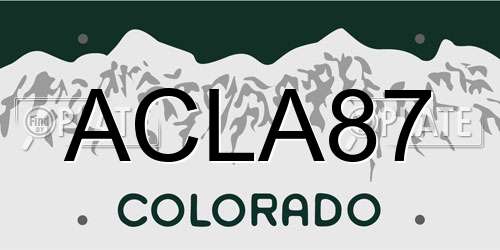 ACLA87 Colorado License Plate