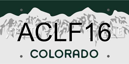 ACLF16 Colorado License Plate