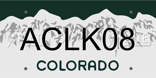 ACLK08 Colorado License Plate
