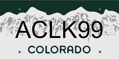 ACLK99 Colorado License Plate