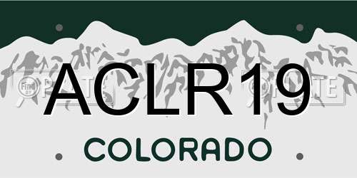 ACLR19 Colorado License Plate