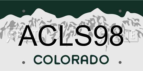 ACLS98 Colorado License Plate