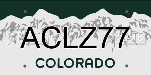 ACLZ77 Colorado License Plate