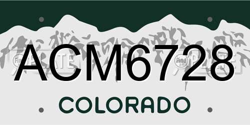 ACM6728 Colorado License Plate