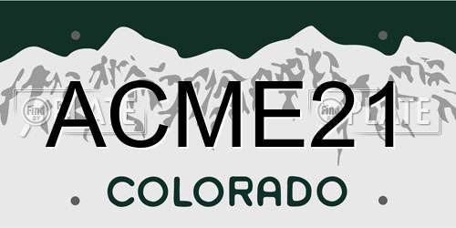 ACME21 Colorado License Plate