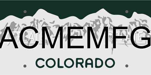 ACMEMFG Colorado License Plate