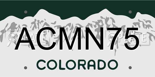 ACMN75 Colorado License Plate