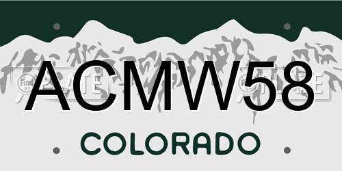ACMW58 Colorado License Plate