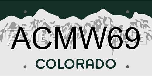 ACMW69 Colorado License Plate