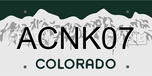 ACNK07 Colorado License Plate