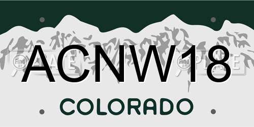 ACNW18 Colorado License Plate