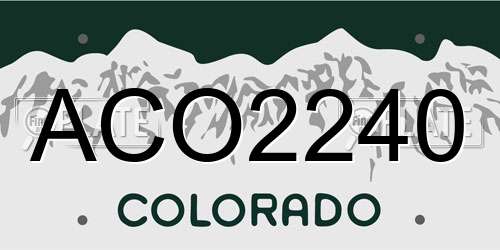 ACO2240 Colorado License Plate