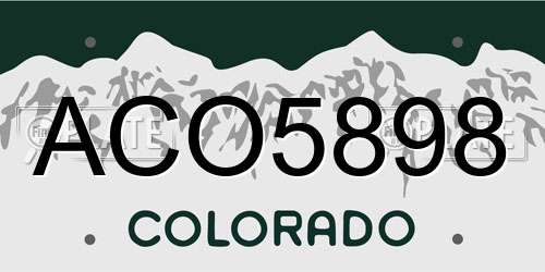 ACO5898 Colorado License Plate