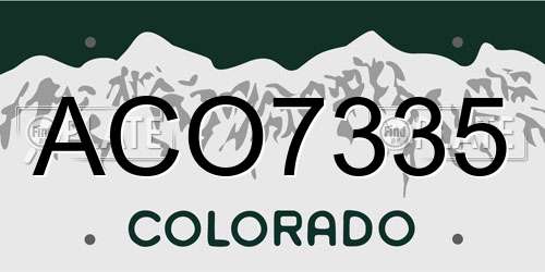 ACO7335 Colorado License Plate