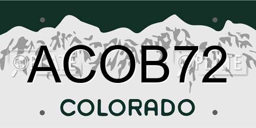 ACOB72 Colorado License Plate