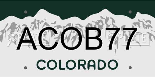 ACOB77 Colorado License Plate