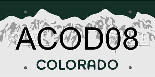 ACOD08 Colorado License Plate