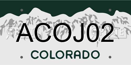 ACOJ02 Colorado License Plate