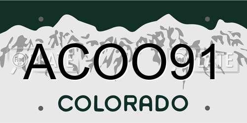 ACOO91 Colorado License Plate