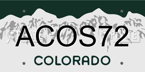 ACOS72 Colorado License Plate